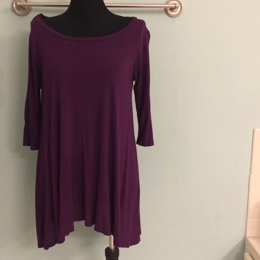 Large/XL eggplant tshirt dress. Hem hi/lo